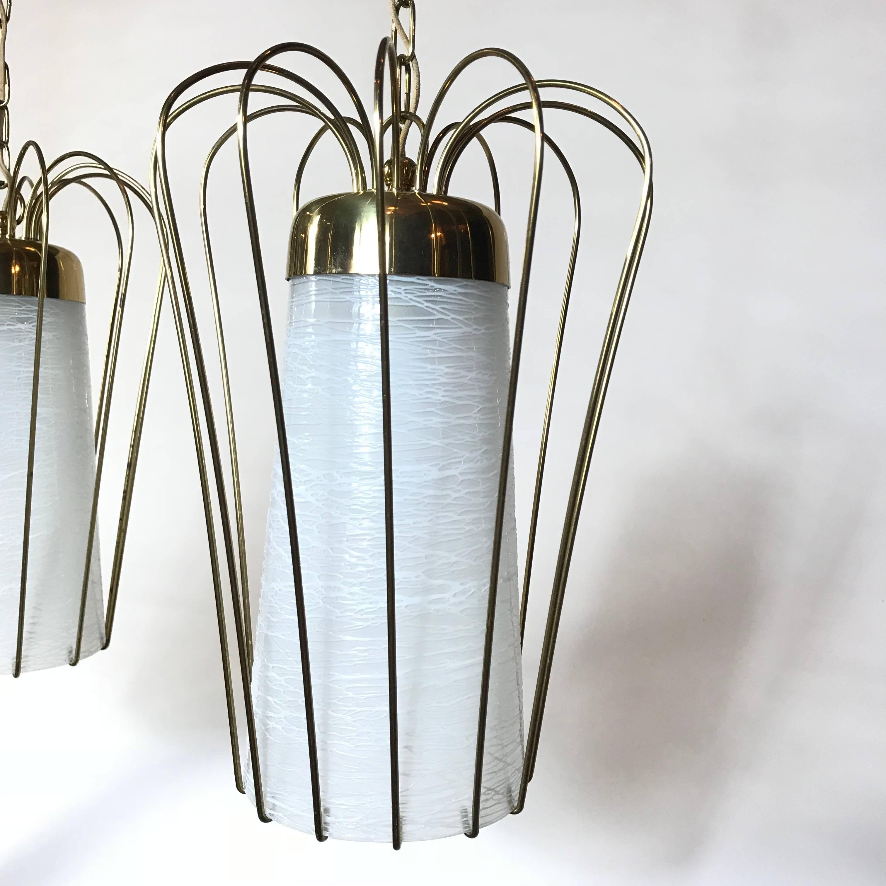 Mid-Century Modern Brass Pendant Light by J. T. Kalmar, 1950s, Austria In Good Condition In Biebergemund, Hessen