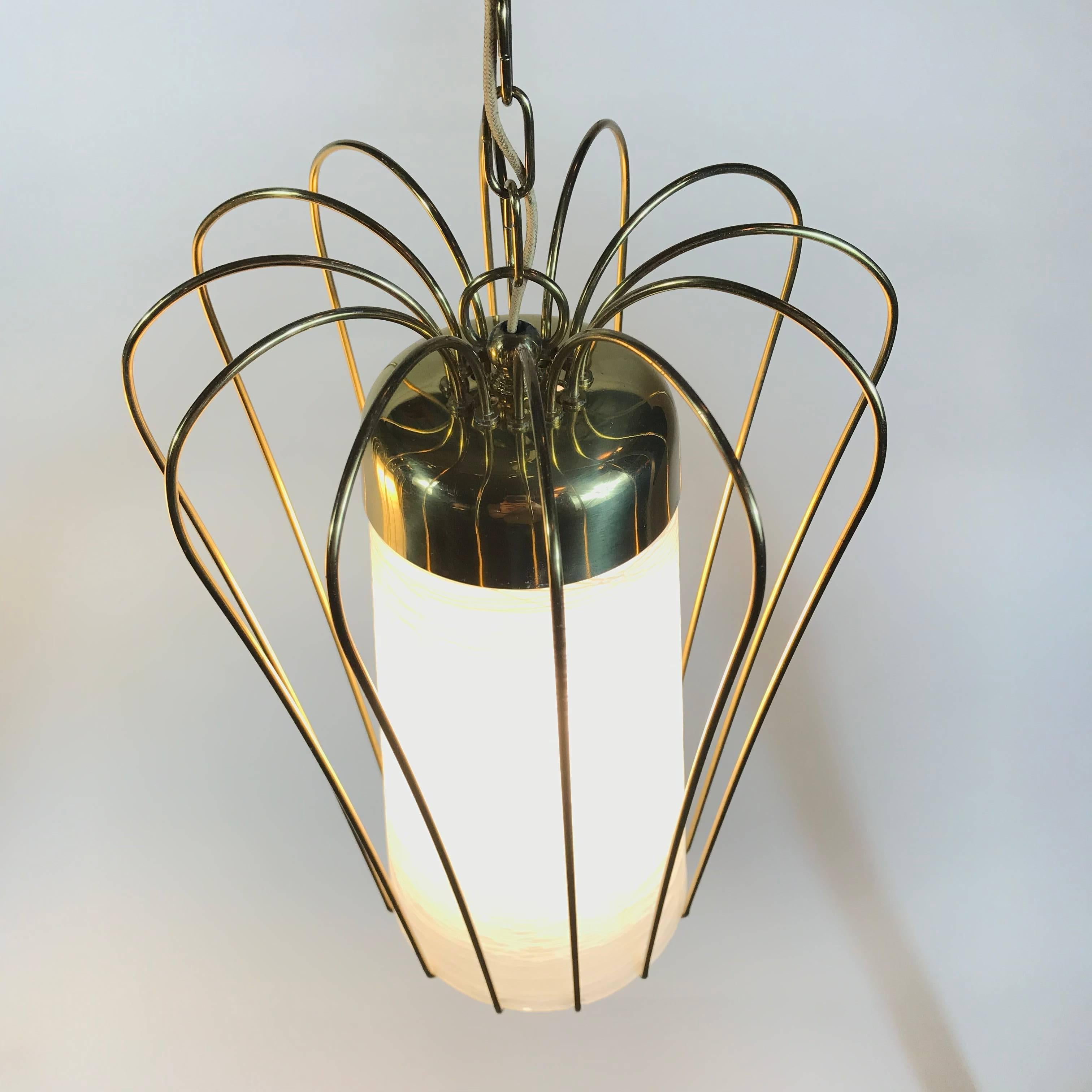 Mid-Century Modern Brass Pendant Light by J. T. Kalmar, 1950s, Austria 1