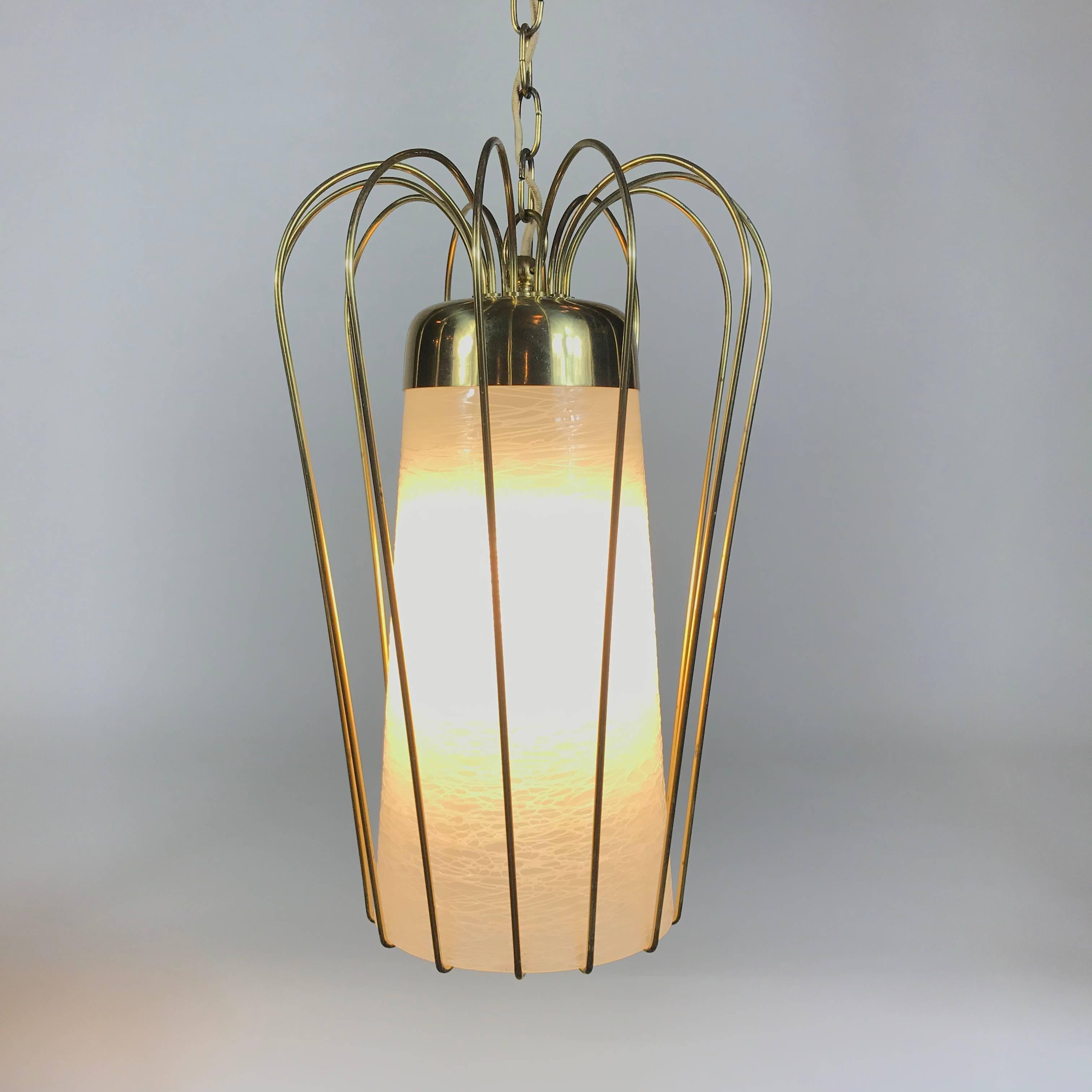 Mid-Century Modern Brass Pendant Light by J. T. Kalmar, 1950s, Austria 2