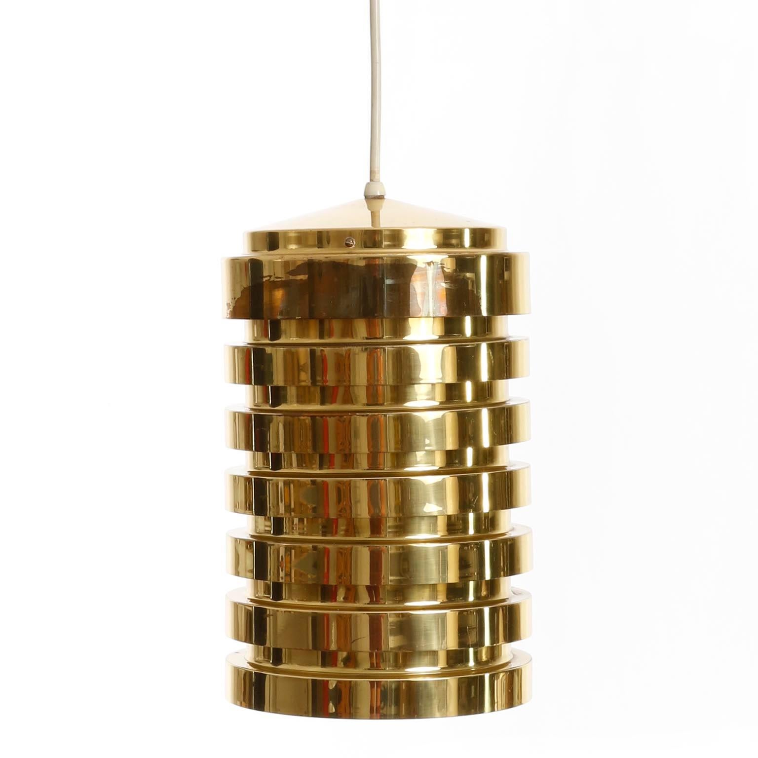 Swedish Mid-Century Modern Brass Pendant Light T487, Hans-Agne Jakobsson Markaryd, 1960s For Sale