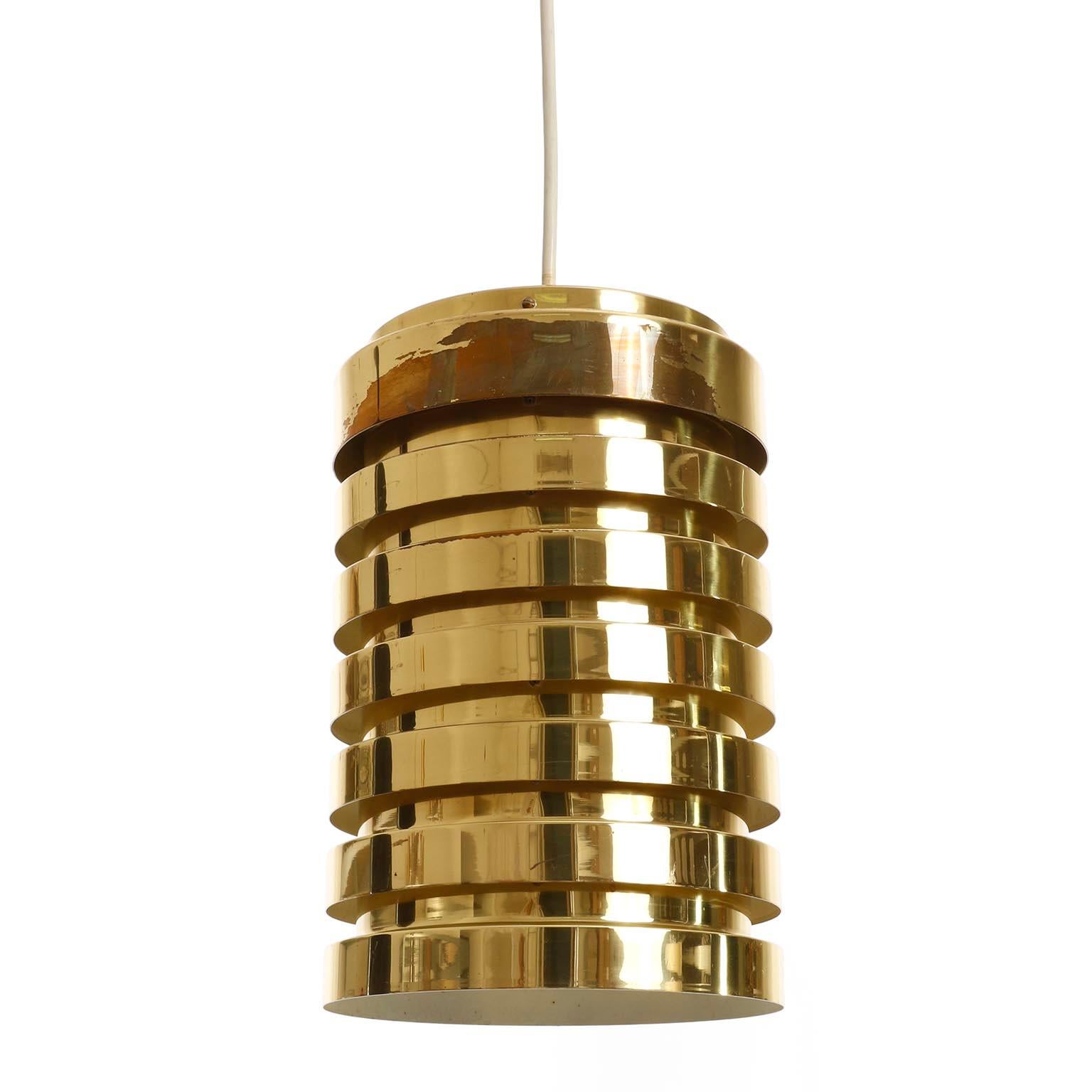 Polished Mid-Century Modern Brass Pendant Light T487, Hans-Agne Jakobsson Markaryd, 1960s For Sale