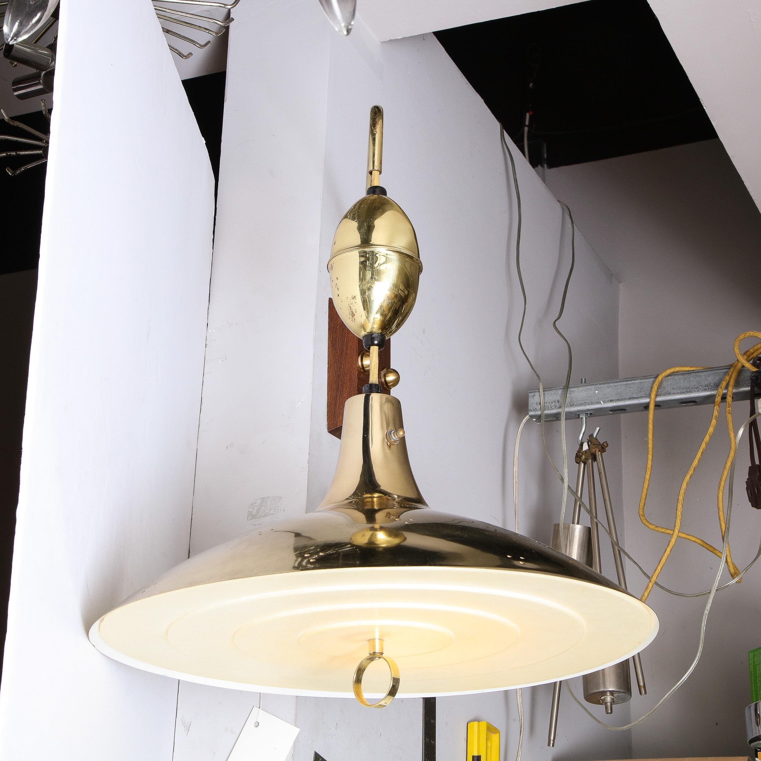 Mid Century Modern Brass, Perspex & Walnut Sculptural Wall Light For Sale 1