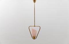 Mid Century Modern Brass & Pink Glass Pendant Lamp, 1960s Austria
