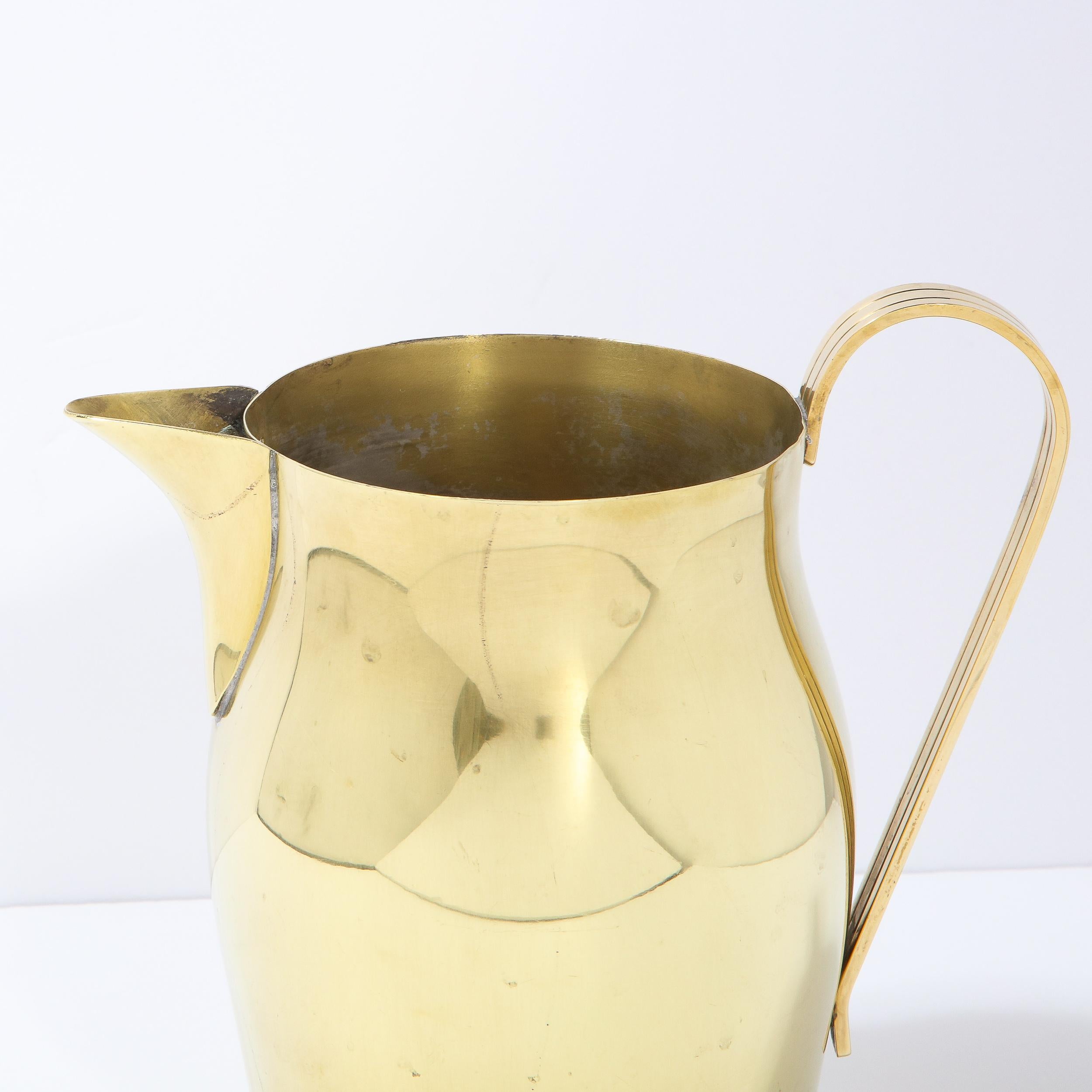 American Mid-Century Modern Brass Pitcher by Tommi Parzinger for Dorlyn Silversmiths For Sale