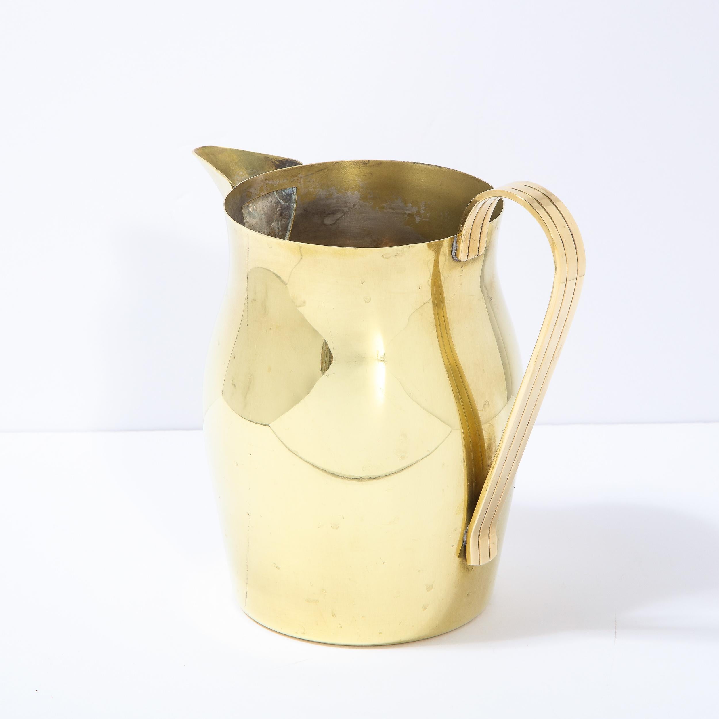 Polished Mid-Century Modern Brass Pitcher by Tommi Parzinger for Dorlyn Silversmiths For Sale