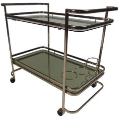 Mid-Century Modern Brass-Plated Bar Cart Mid-Century Modern Brass-Plated Bar Cart