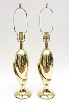 Vintage Brass Plated Sculptural Table Lamps By Laurel Lamp Co. 1950's MCM Design