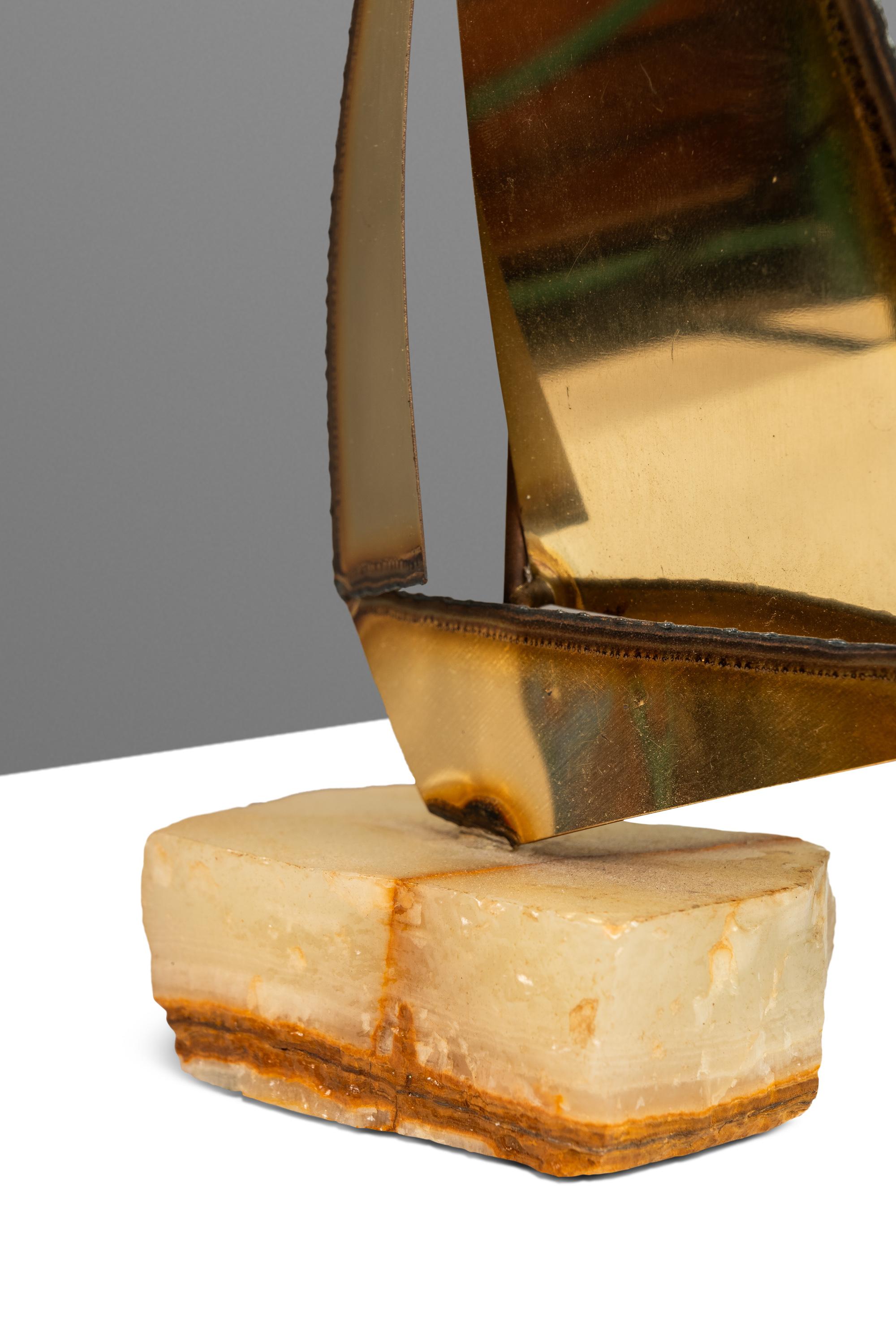 Mid-Century Modern Brass & Quartz Sailboat Sculpture by Jere DeMott, USA, 1960's For Sale 5