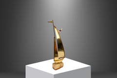 Mid-Century Modern Brass & Quartz Sailboat Sculpture by Jere DeMott, USA, 1960's