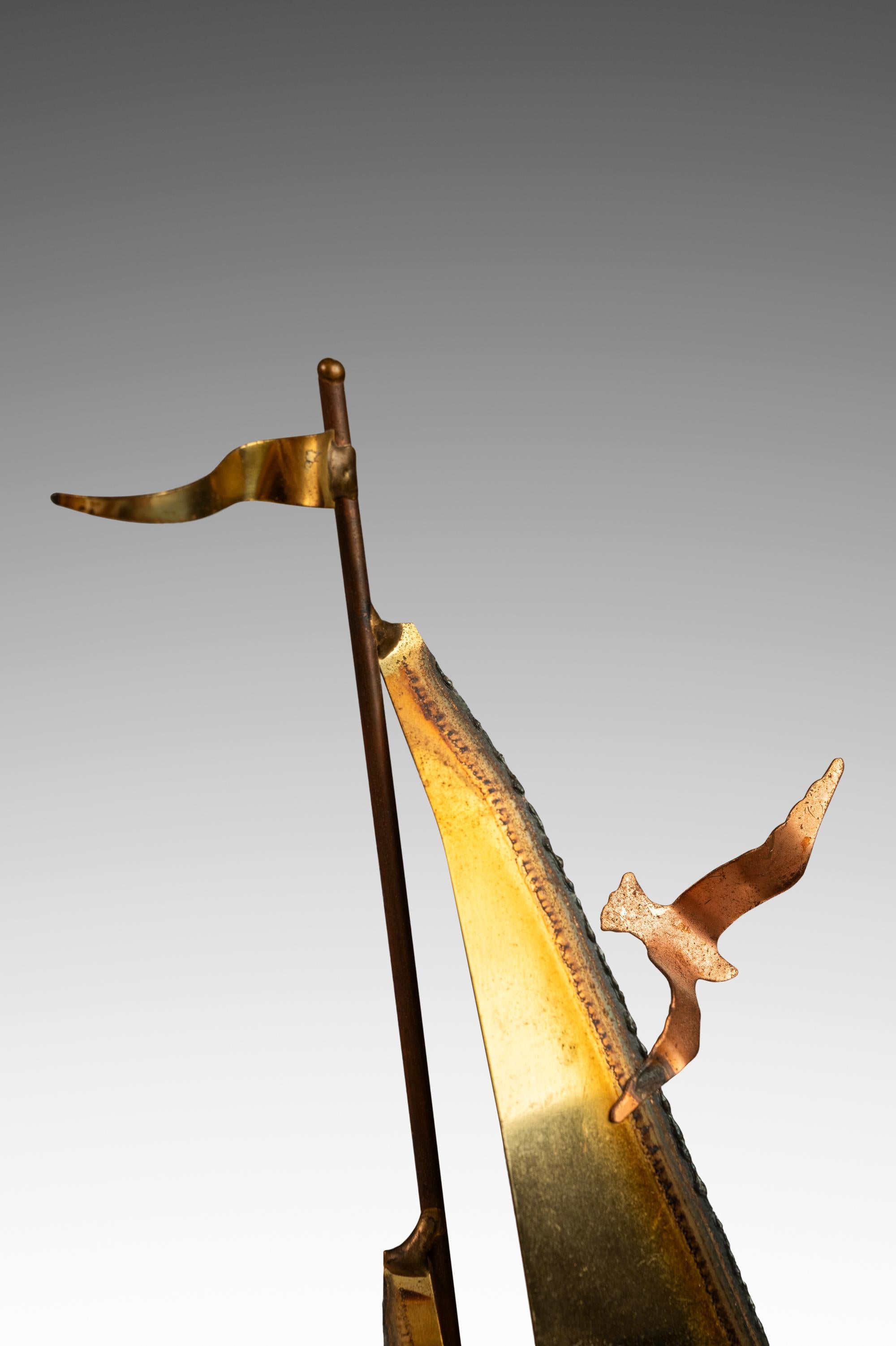 Mid-Century Modern Brass & Quartz Sailboat Sculpture by Jere DeMott, USA, 1960's For Sale 3