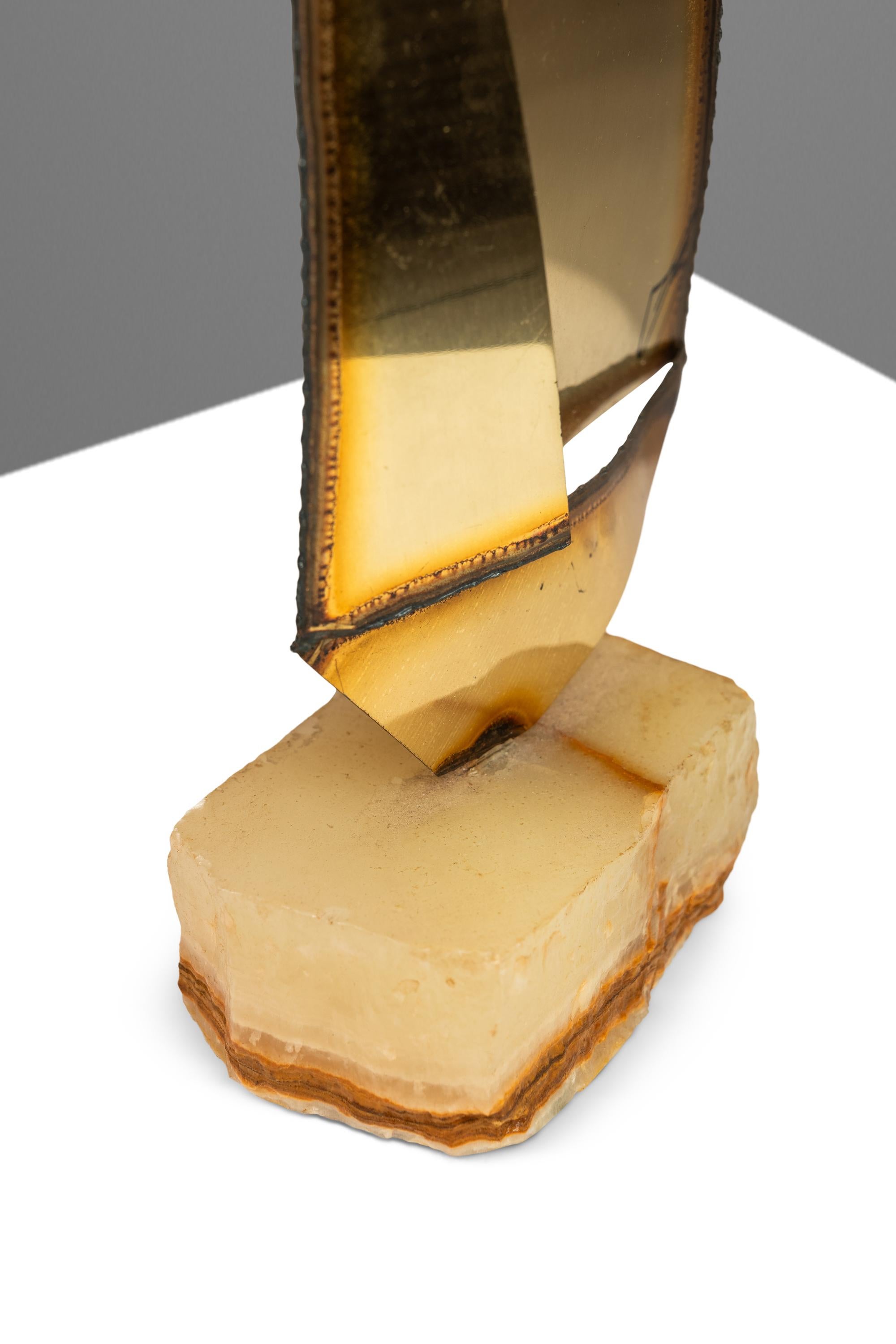 Mid-Century Modern Brass & Quartz Sailboat Sculpture by Jere DeMott, USA, 1960's For Sale 4