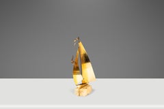 Mid-Century Modern Brass & Quartz Sailboat Sculpture, Jere DeMott, USA, c. 1960s