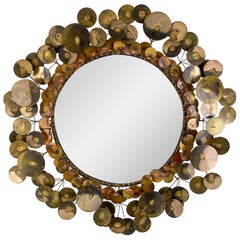The Moderns Modern Raindrops Brass Sculptural Sunburst Mirror by Curtis Jeré