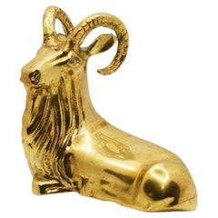 Mid Century Modern Brass Ram Animal Sculpture