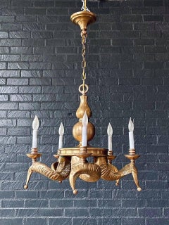 Mid-Century Modern Brass Ram Horn Chandelier by Chapman