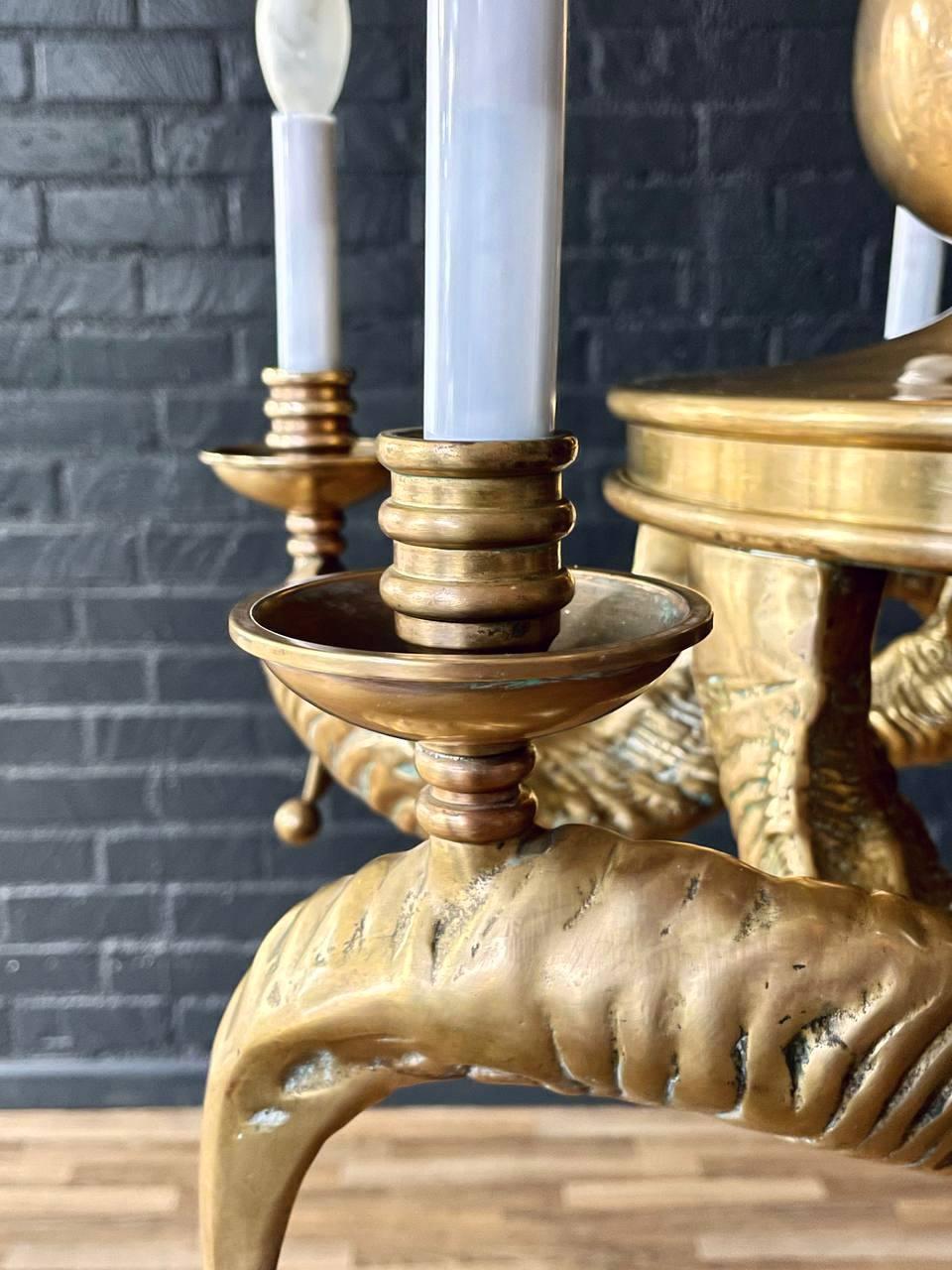 Milieu du XXe siècle Lustre en corne de bélier en laiton de Chapman, moderne du milieu du siècle dernier en vente