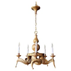Mid-Century Modern Brass Ram Horn Chandelier by Chapman