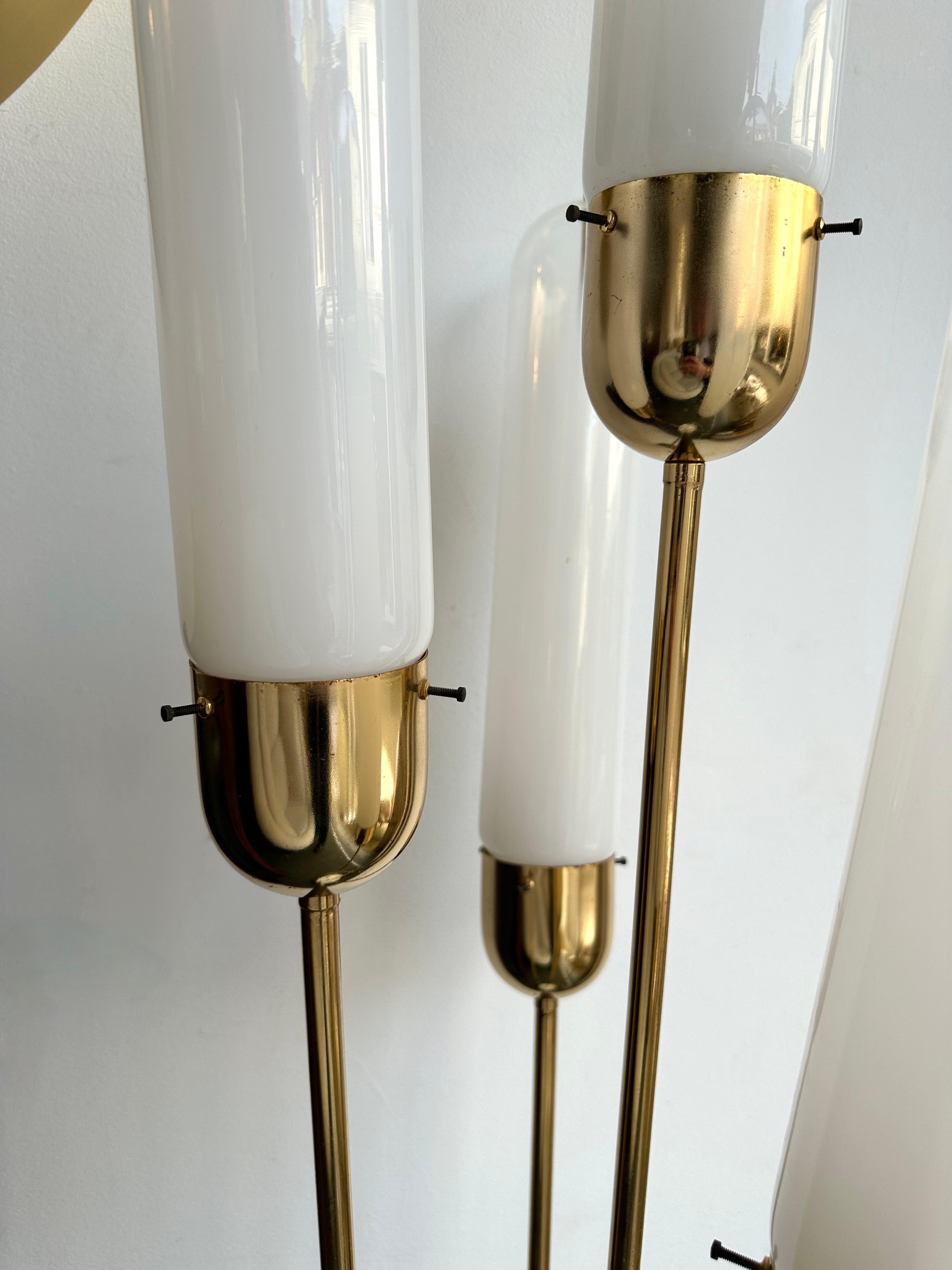 Mid-Century Modern Brass Reed Floor Lamp Murano Glass by Mazzega, Italy, 1970s For Sale 5