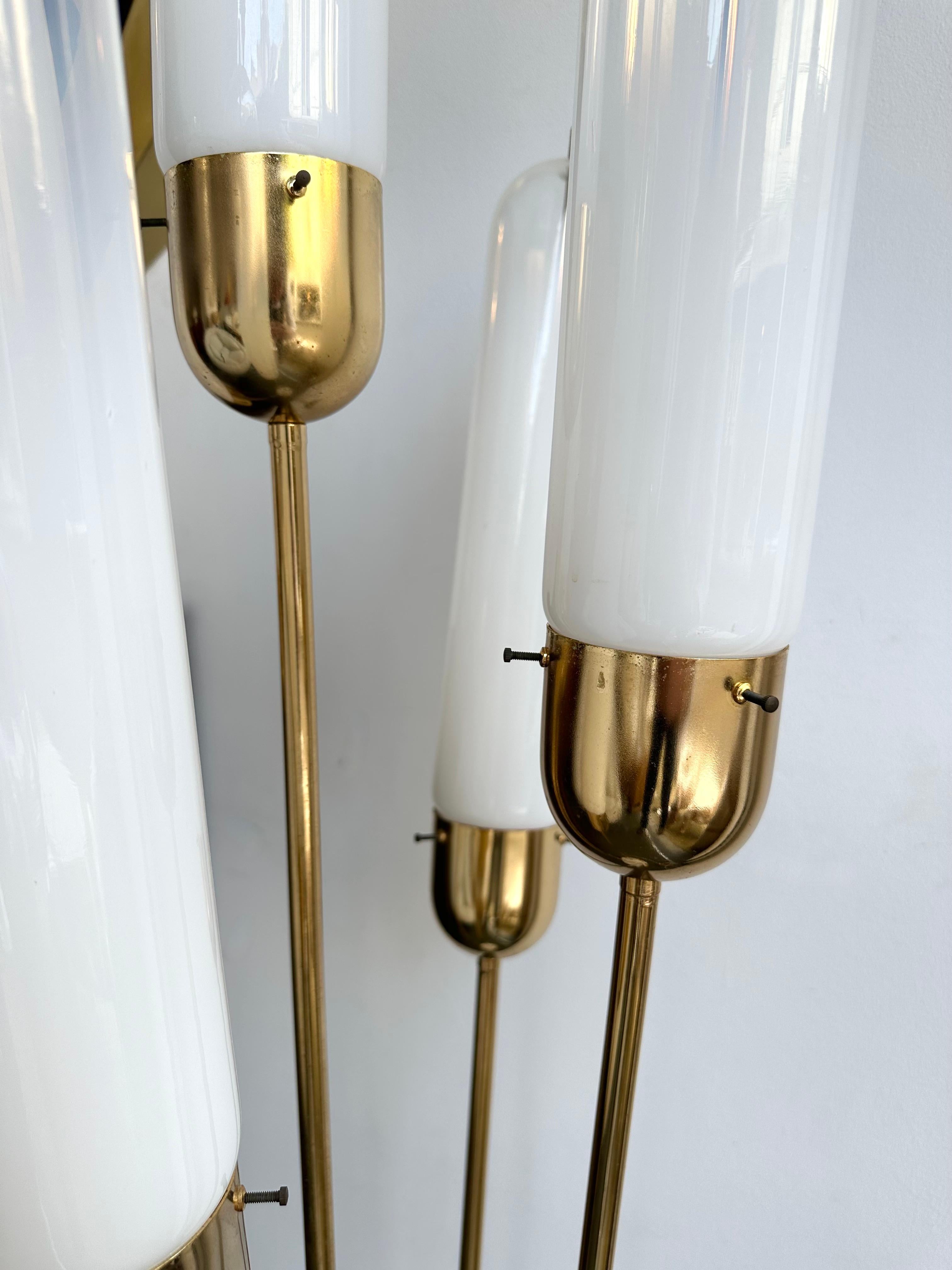 Mid-Century Modern Brass Reed Floor Lamp Murano Glass by Mazzega, Italy, 1970s For Sale 4