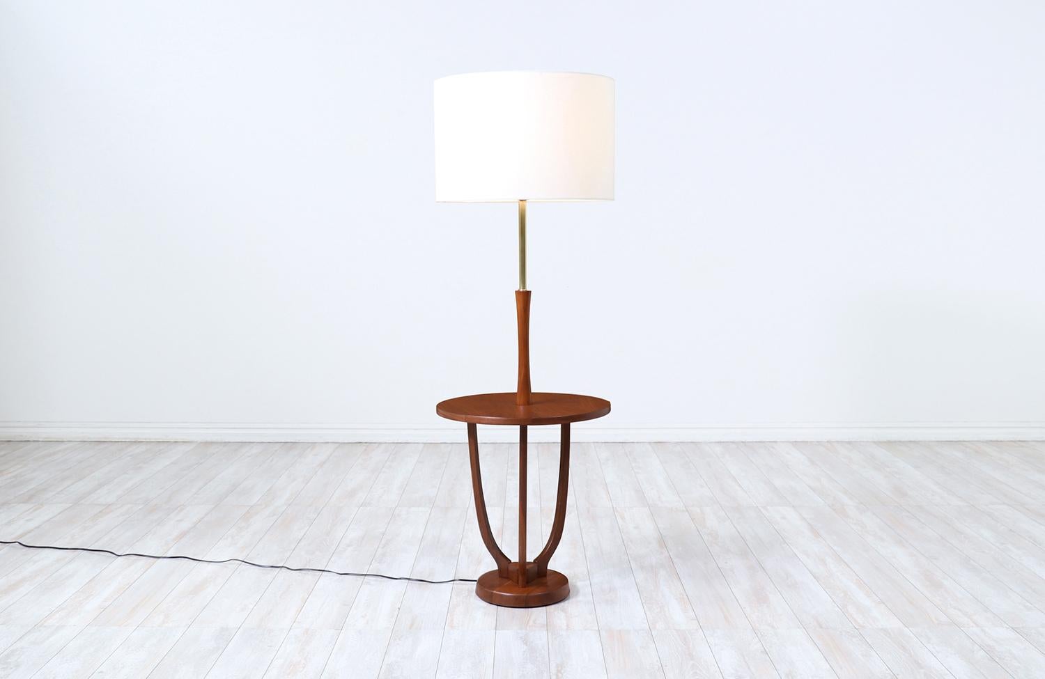 vintage mid century floor lamp with table