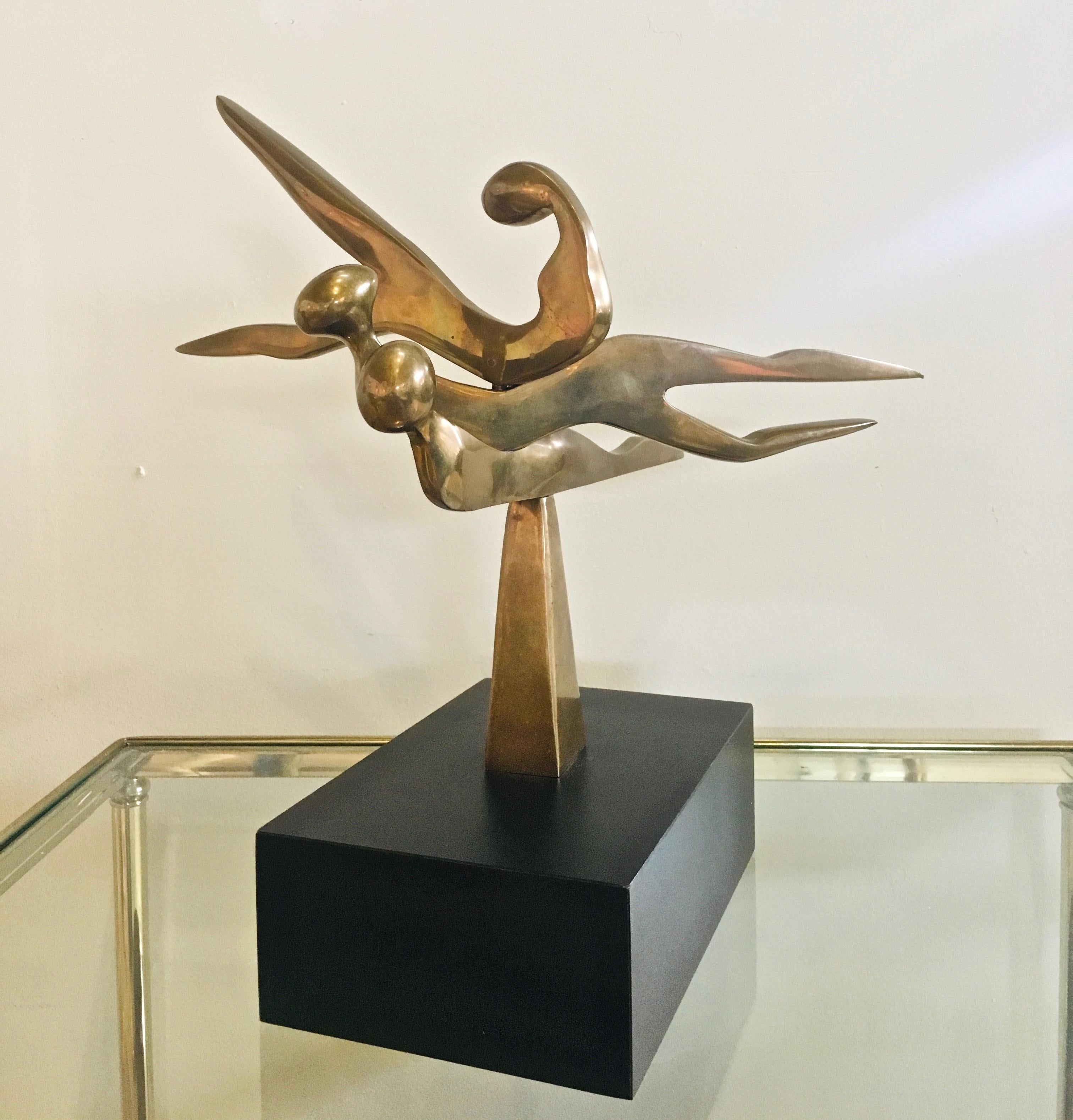 Mid-Century Modern Brass Sculpture, by Arleen Eichengreen & Nancy Gensburg In Good Condition For Sale In Stamford, CT