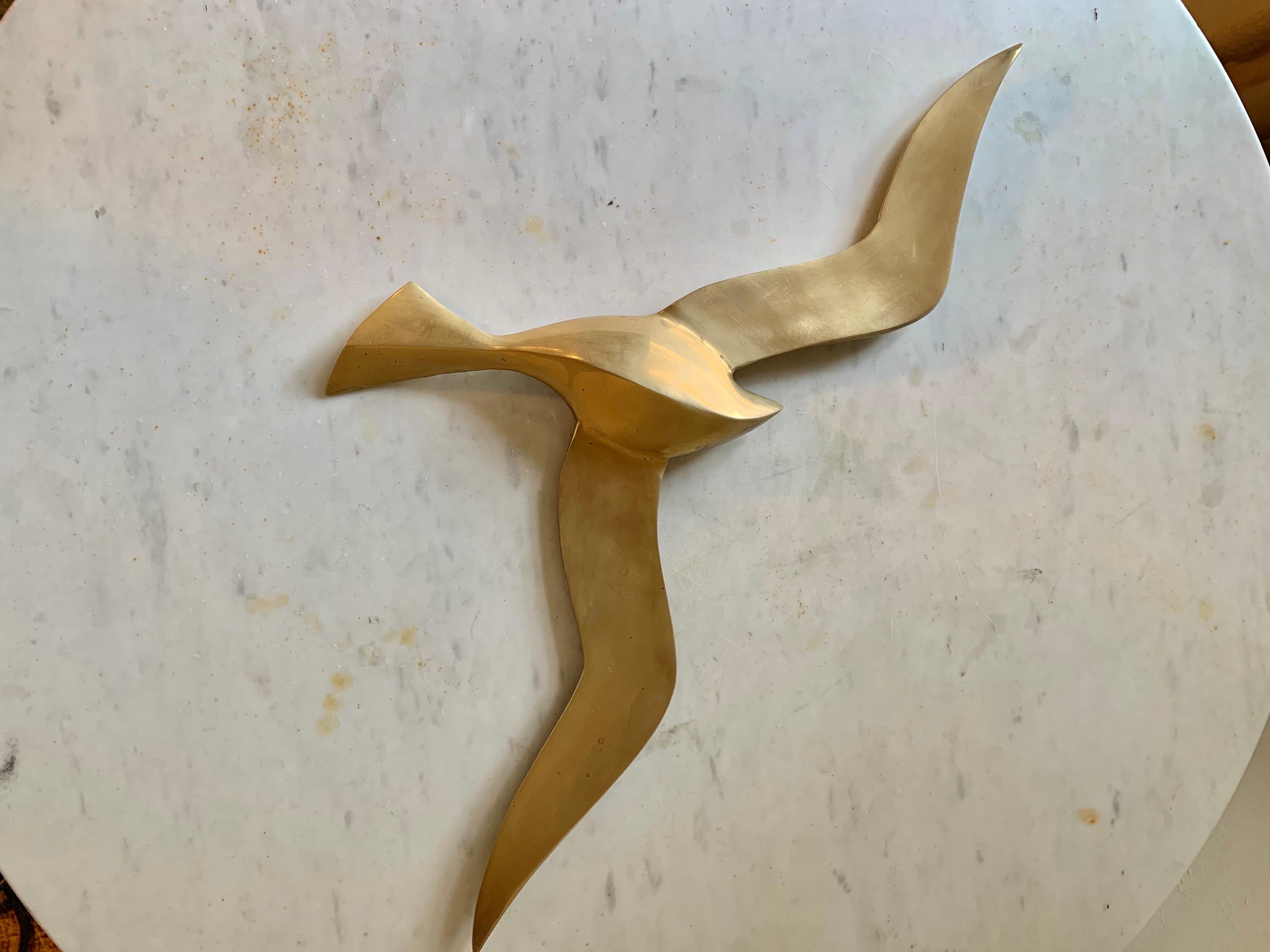 Mid-Century Modern Mid Century Modern Brass Seagulls Wall Sculptures - Set of 3