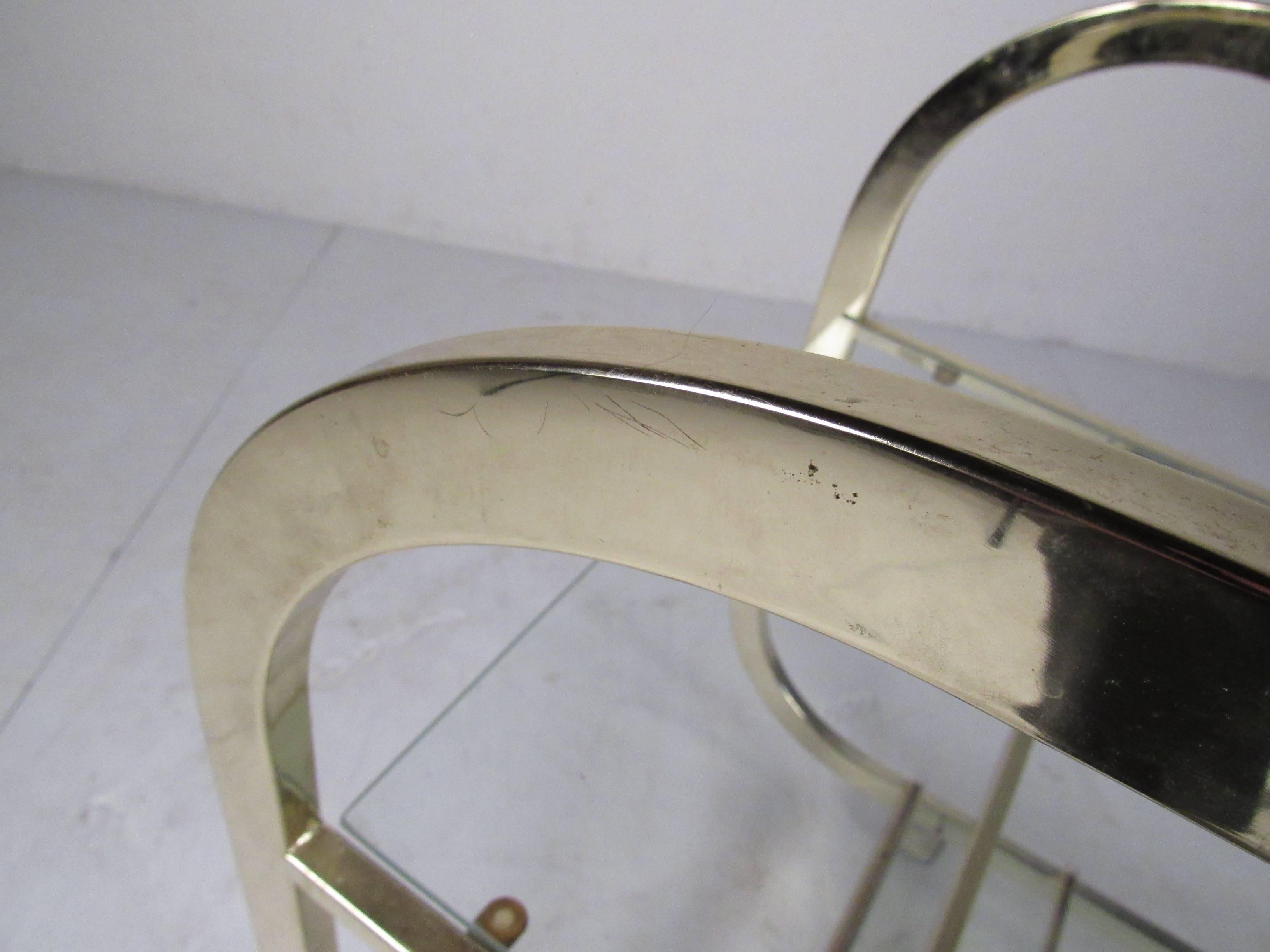 Design Institute of America Brass Serving Cart Milo Baughman Style For Sale 3
