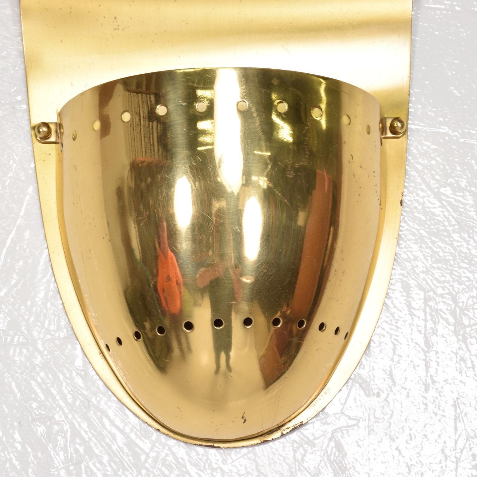 Patinated Mid-Century Modern Brass Shield Sconce after Gio Ponti