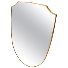 Mid-Century Modern Brass Shield Wall Mirror in the Manner of Gio Ponti, 1950s