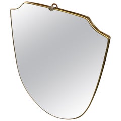 Mid-Century Modern Brass Shield Wall Mirror in the Manner of Gio Ponti, 1950s