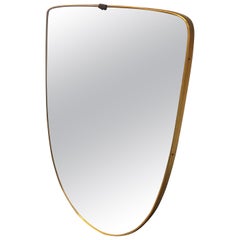 Mid-Century Modern Brass Shield Wall Mirror in the Manner of Gio Ponti