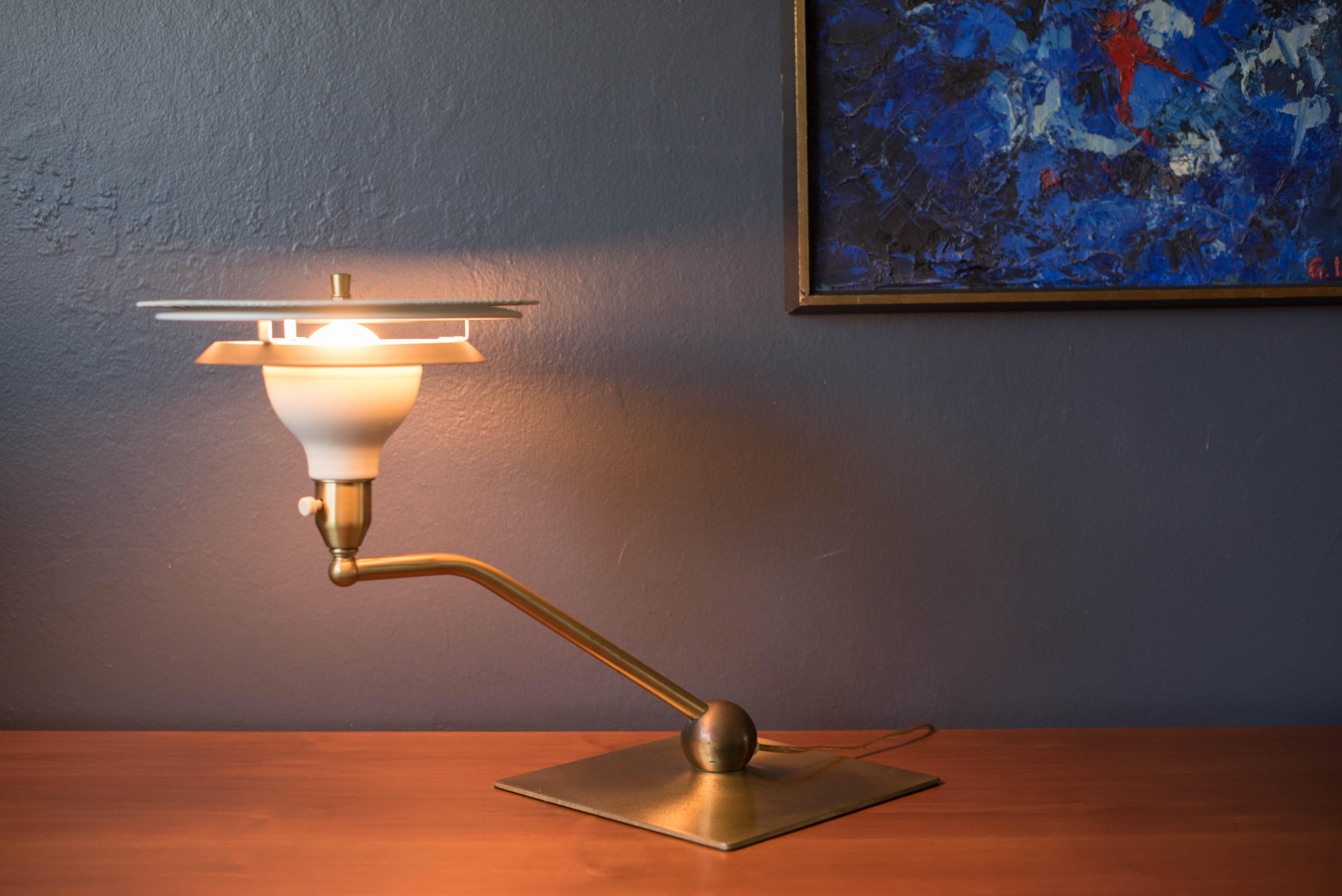 American Mid-Century Modern Brass Sight Light Desk Lamp by M.G. Wheeler For Sale