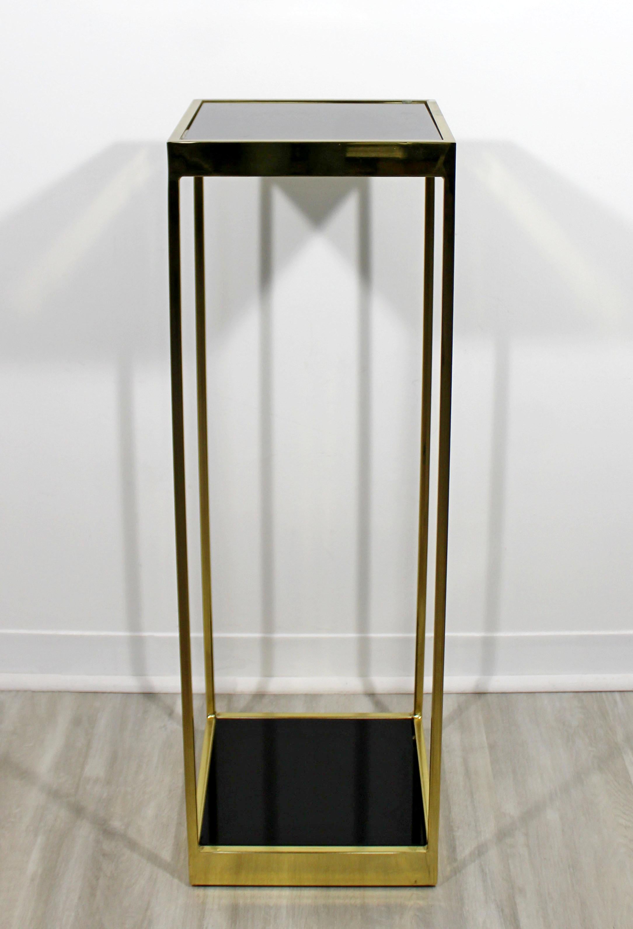 Mid-Century Modern Brass Smoked Glass 2-Tier Planter Pedestal Display Stand 1