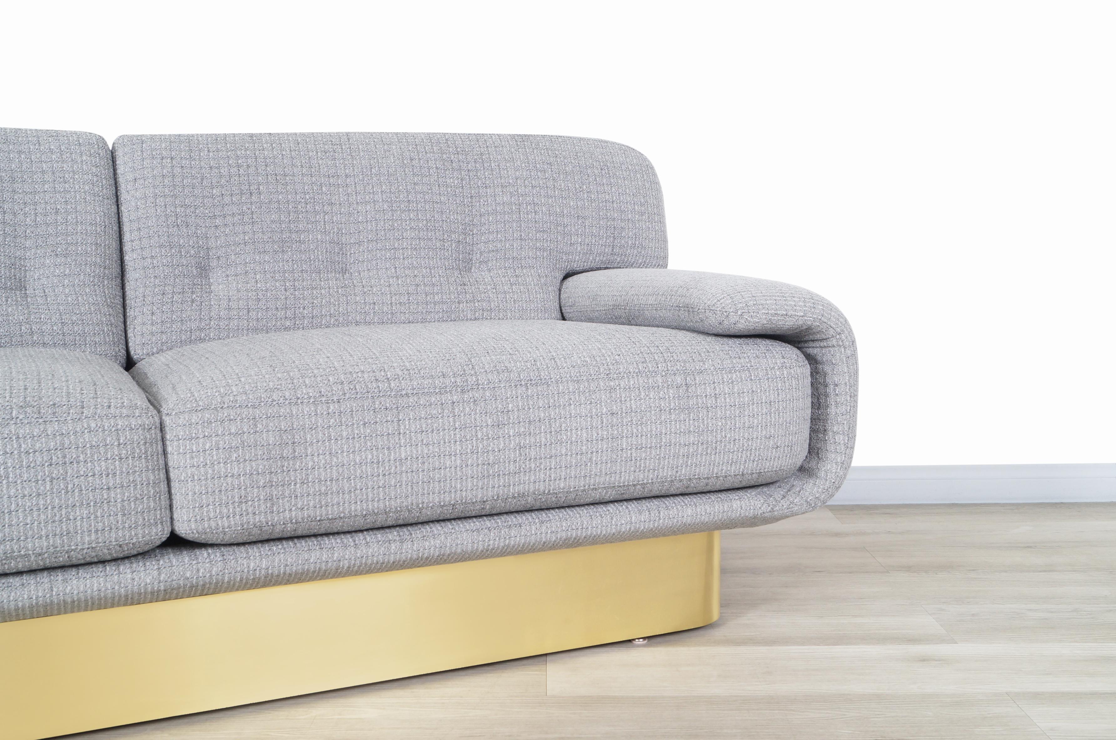 American Mid-Century Modern Brass Sofa