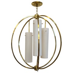Lustre sphérique en laiton moderne du milieu du siècle dernier, attribué à Paul Mayen