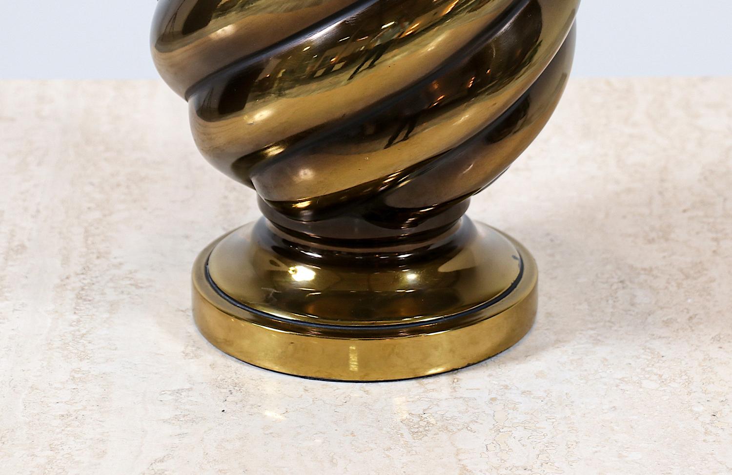 American Mid-Century Modern Brass Spiral Form Table Lamp by Westwood Industries