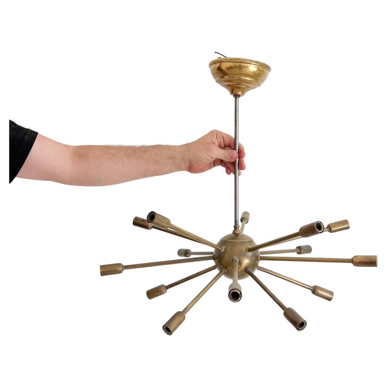 Mid Century Modern Brass Sputnik Pendant Light For Sale at 1stDibs
