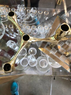 Mid-Century Modern Fritz Nagel Style Modular Brass Stacking Candleholders