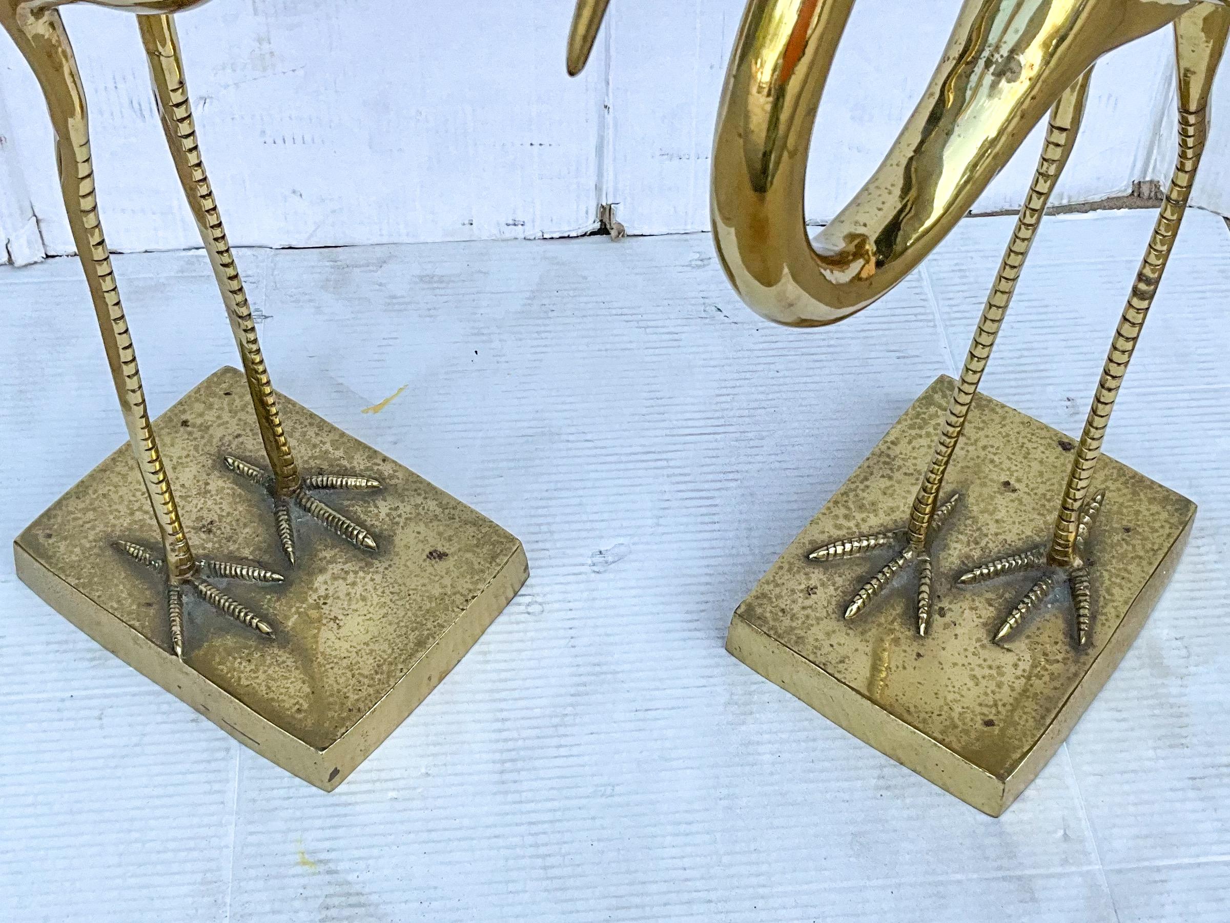 Italian Mid-Century Modern Brass Standing Crane / Ibis / Heron Birds After Housman -S/2 For Sale