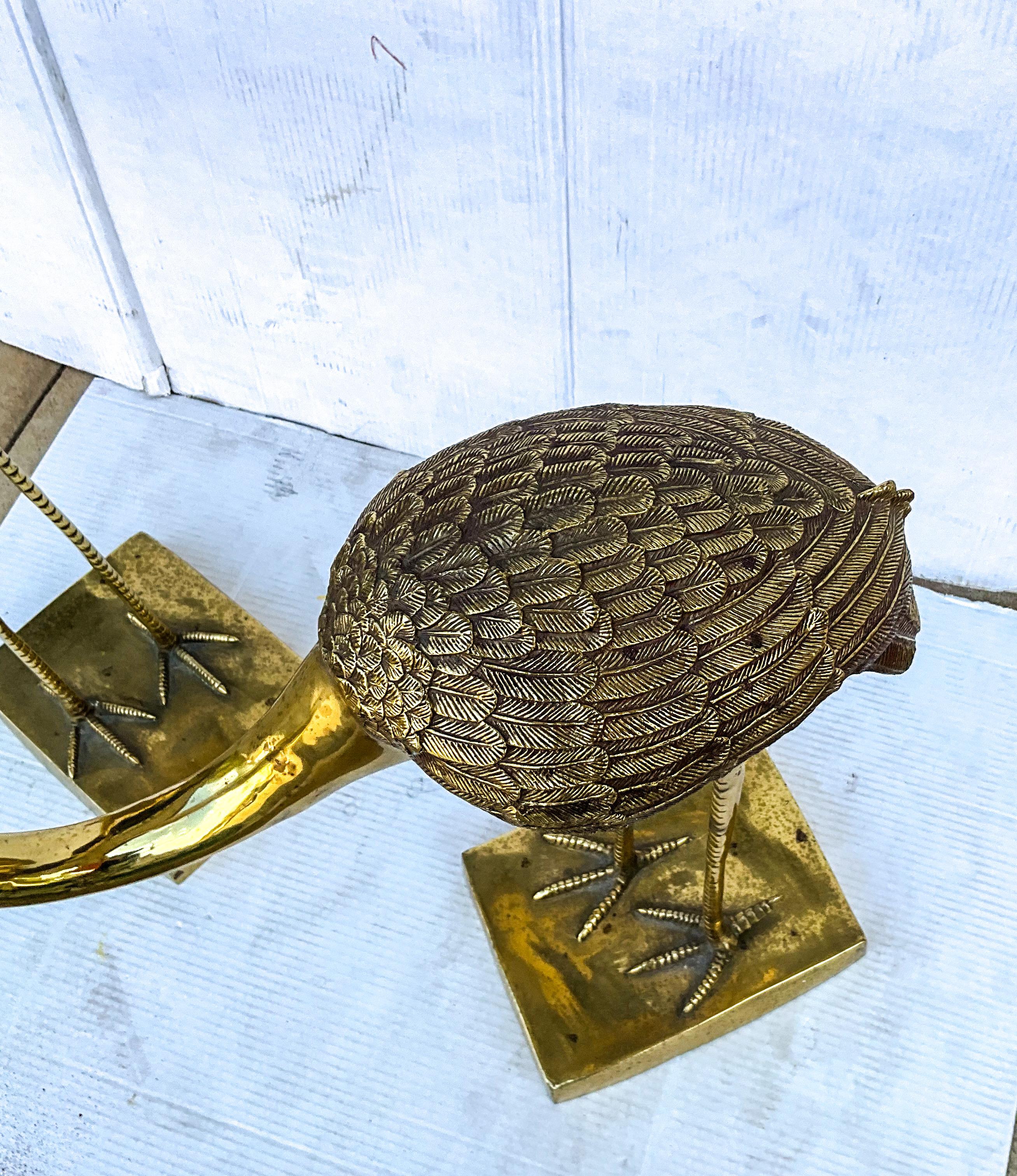 Italian Mid-Century Modern Brass Standing Crane / Ibis / Heron Birds After Housman -S/2