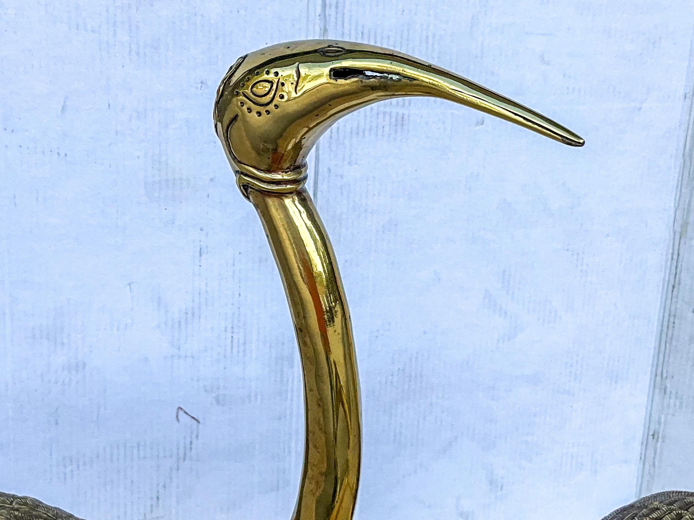 Mid-Century Modern Brass Standing Crane / Ibis / Heron Birds After Housman -S/2 For Sale 1