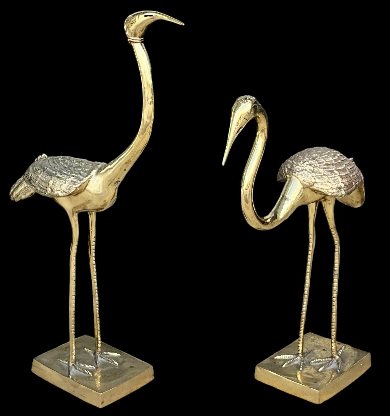 Mid-Century Modern Brass Standing Crane / Ibis / Heron Birds After Housman -S/2 For Sale 2