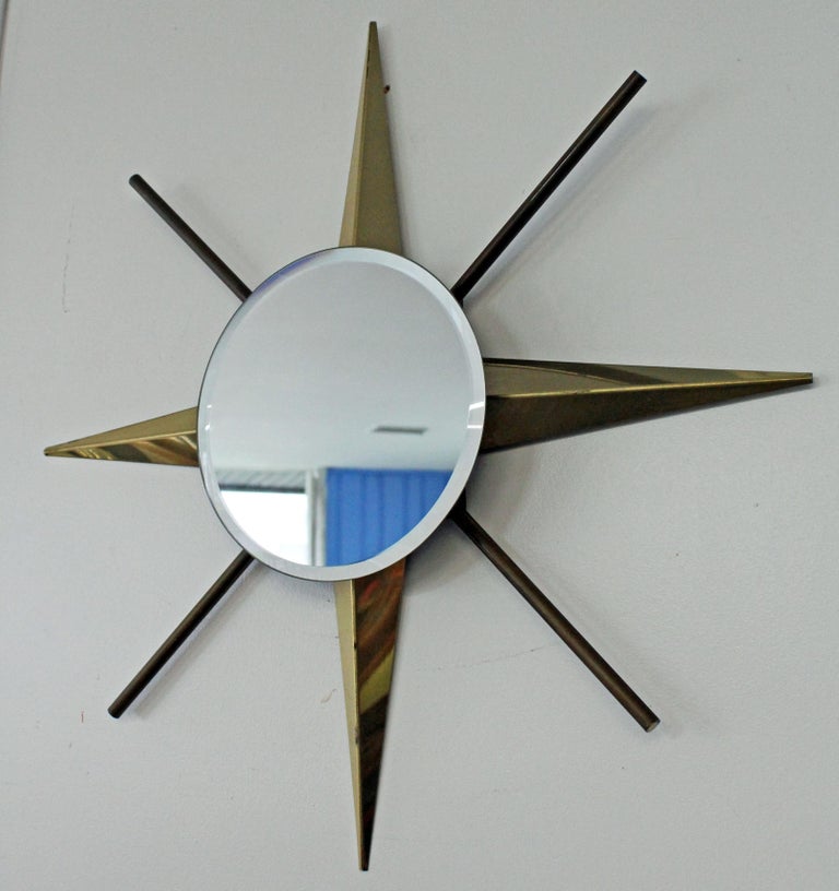 MidCentury Modern Brass Starburst Wall Mirror at 1stDibs