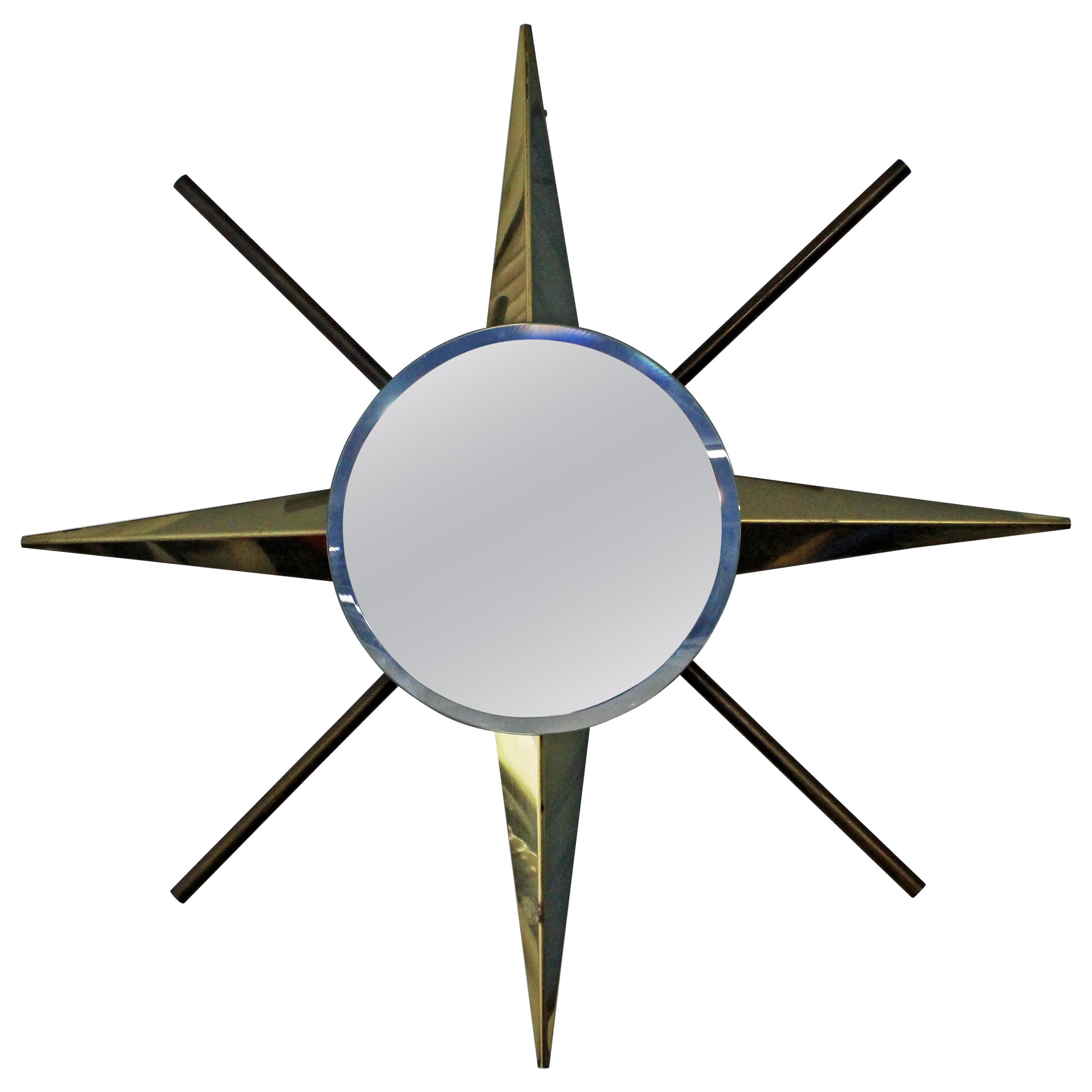 MidCentury Modern Brass Starburst Wall Mirror at 1stDibs