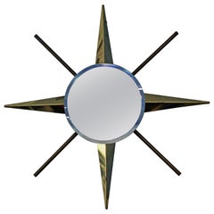Mid-Century Modern Brass Starburst Wall Mirror
