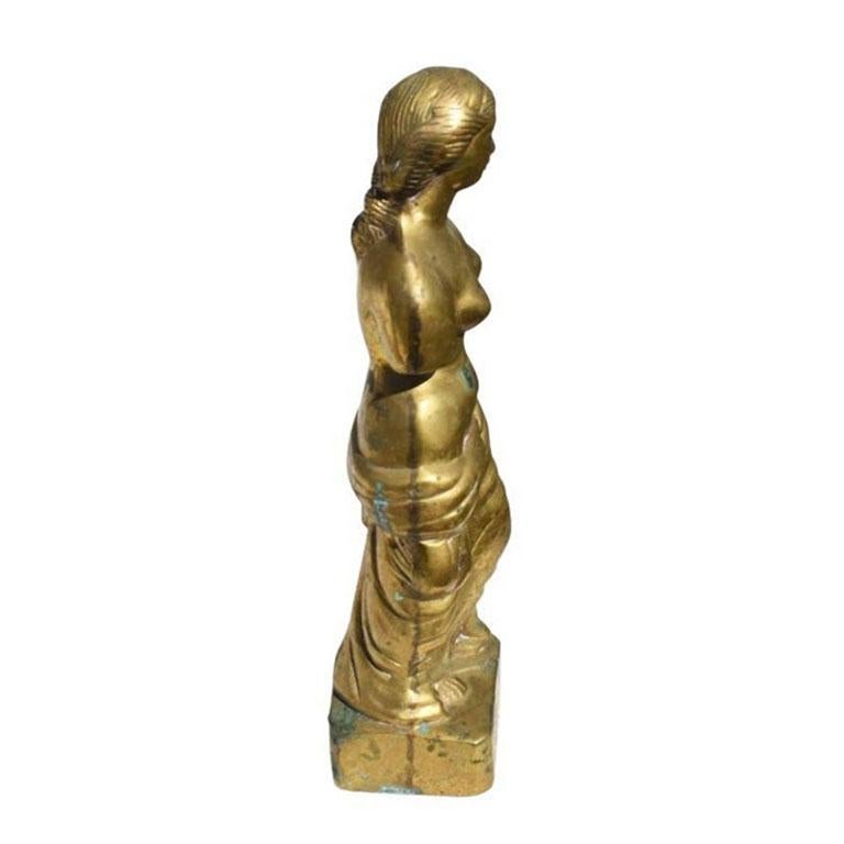 Classical Greek Mid Century Modern Brass Statue of a Greek Woman For Sale