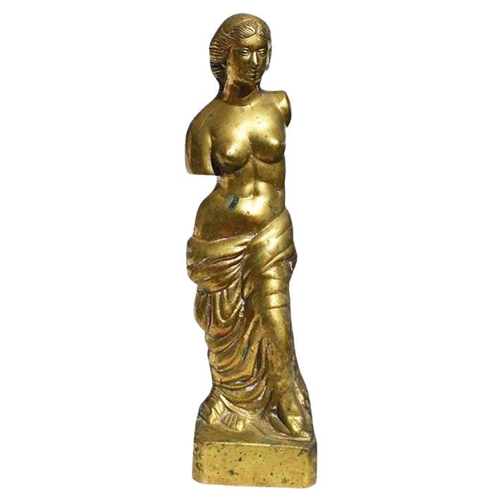 Mid Century Modern Brass Statue of a Greek Woman For Sale