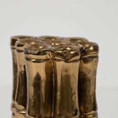 Mid-Century Modern Brass Stylized Cane Bamboo Flower Holder
