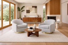 Mid-Century Modern Brass Swivel Lounge Chairs by Directional