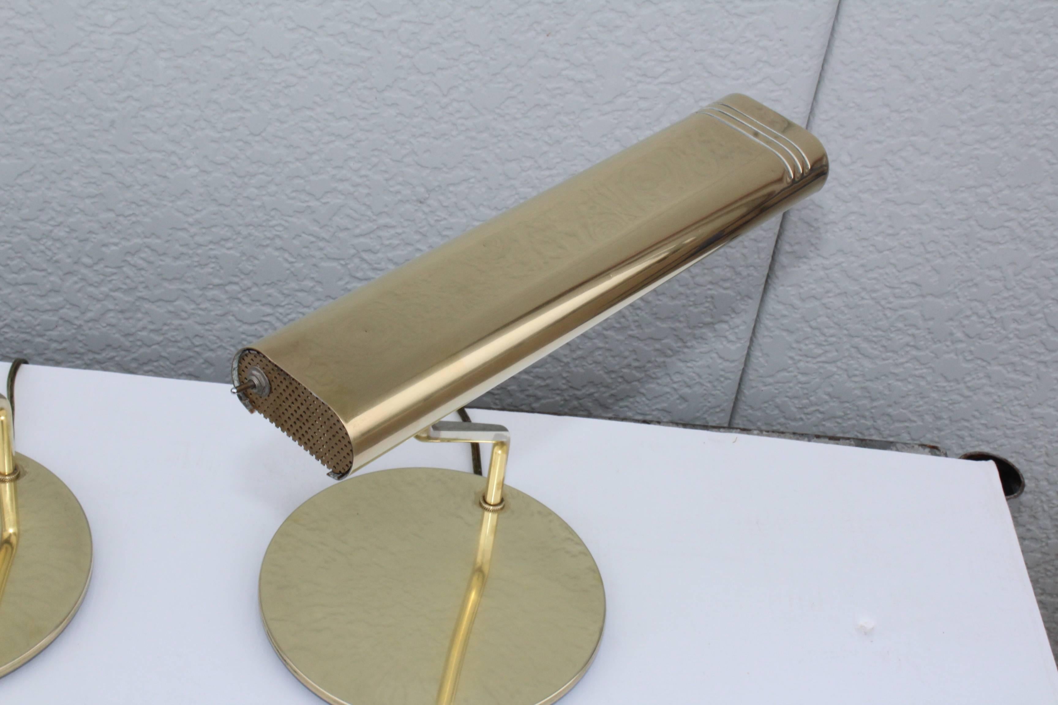 Mid-Century Modern Brass Swivel Table Lamps 8